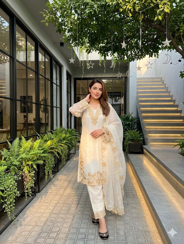 HEAVY FUAX GEORGETTE  EMBROIDERY WORK