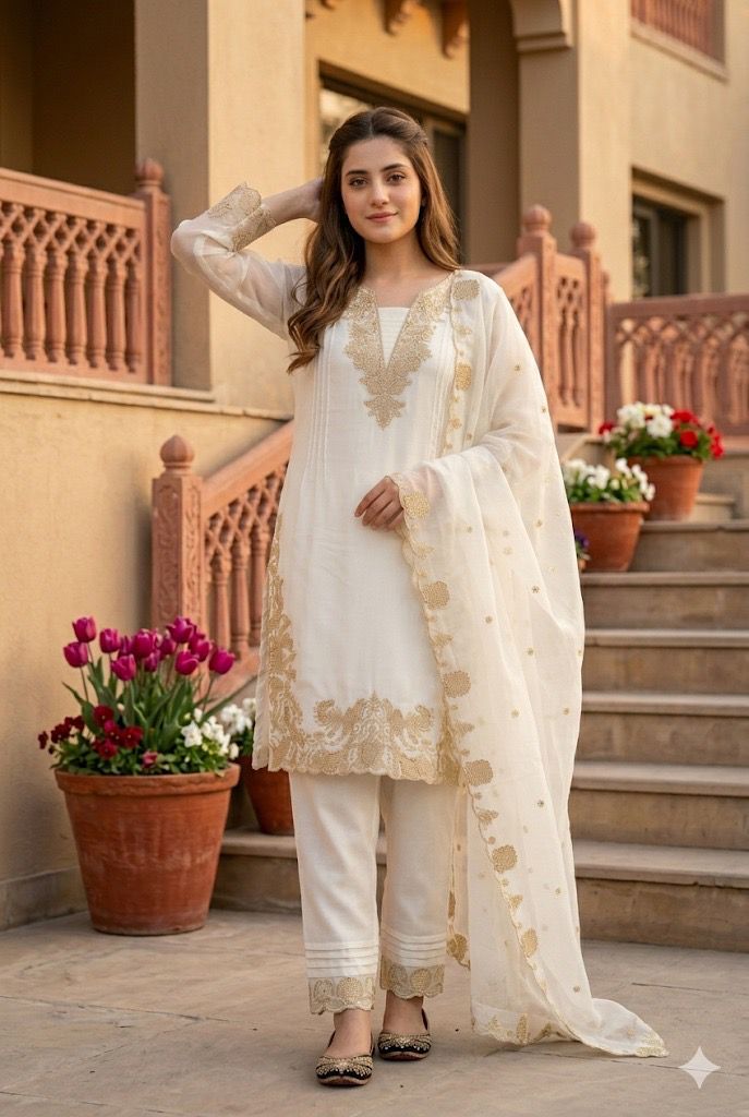 HEAVY FUAX GEORGETTE  EMBROIDERY WORK