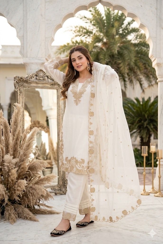 HEAVY FUAX GEORGETTE  EMBROIDERY WORK