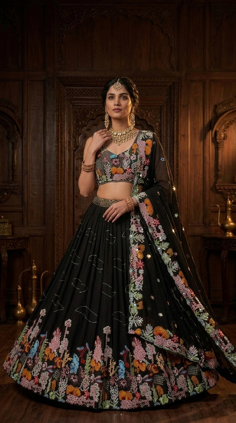 Lehenga Fox Georgette embroidered Sequins