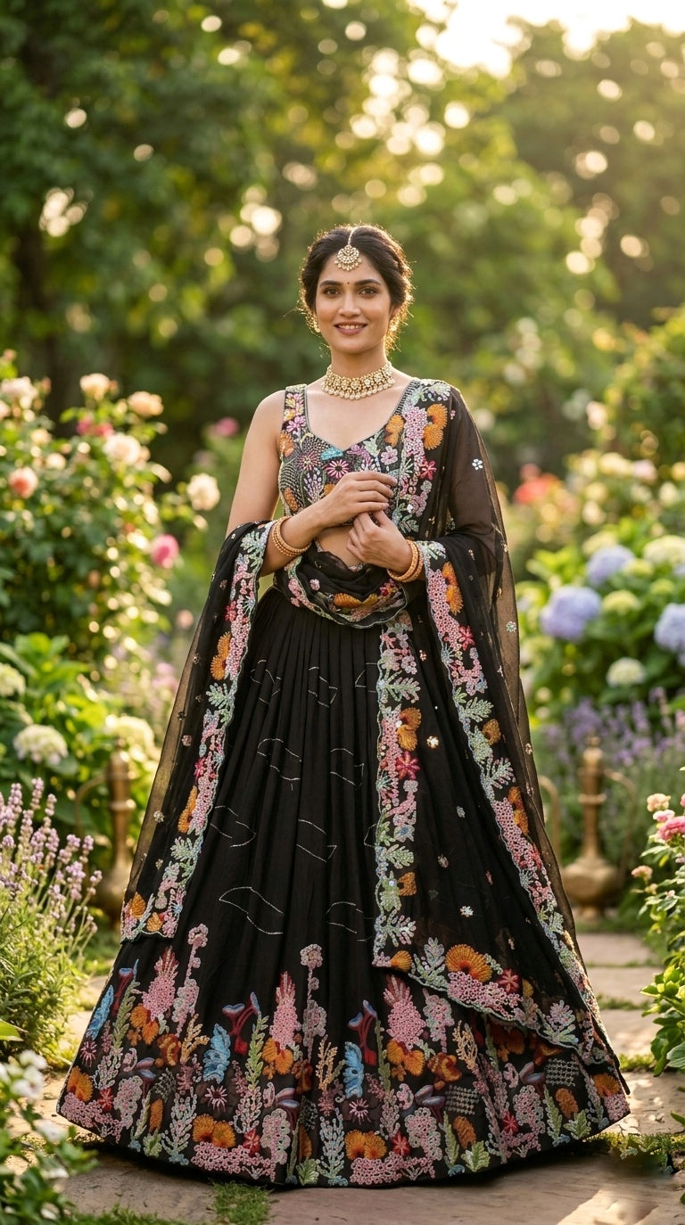 Lehenga Fox Georgette embroidered Sequins
