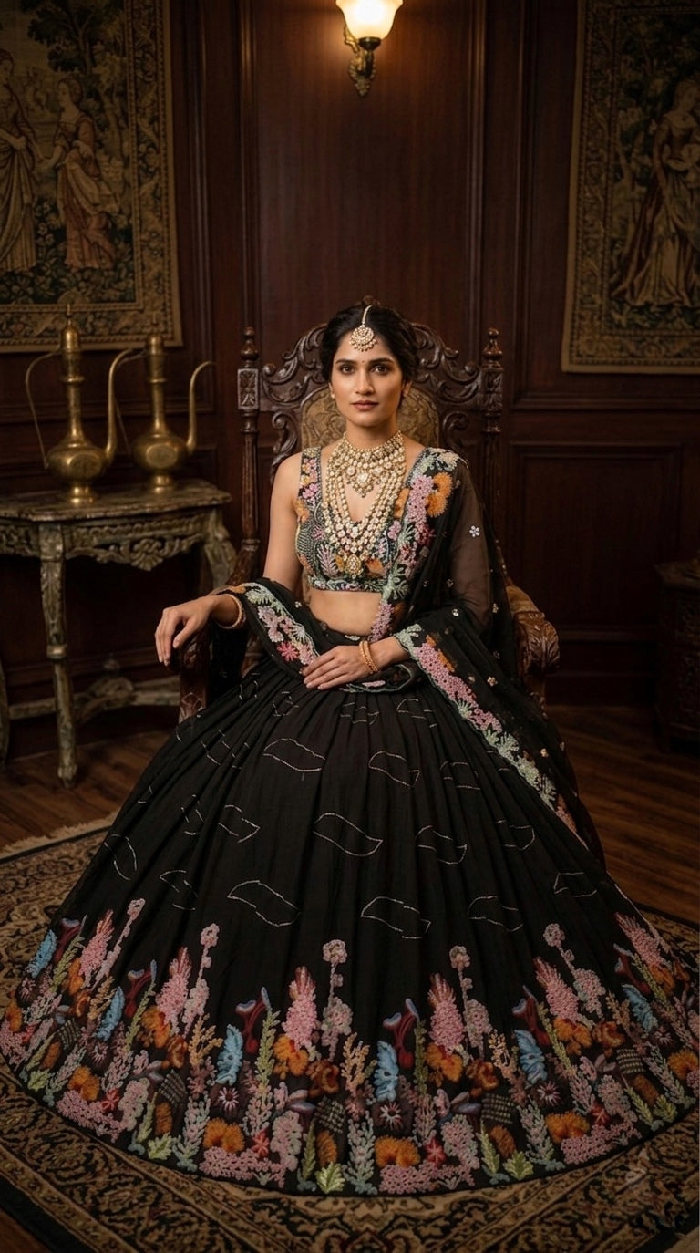 Lehenga Fox Georgette embroidered Sequins