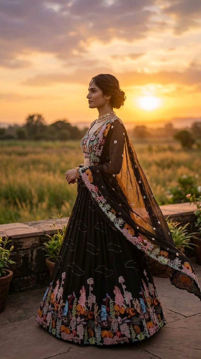 Lehenga Fox Georgette embroidered Sequins