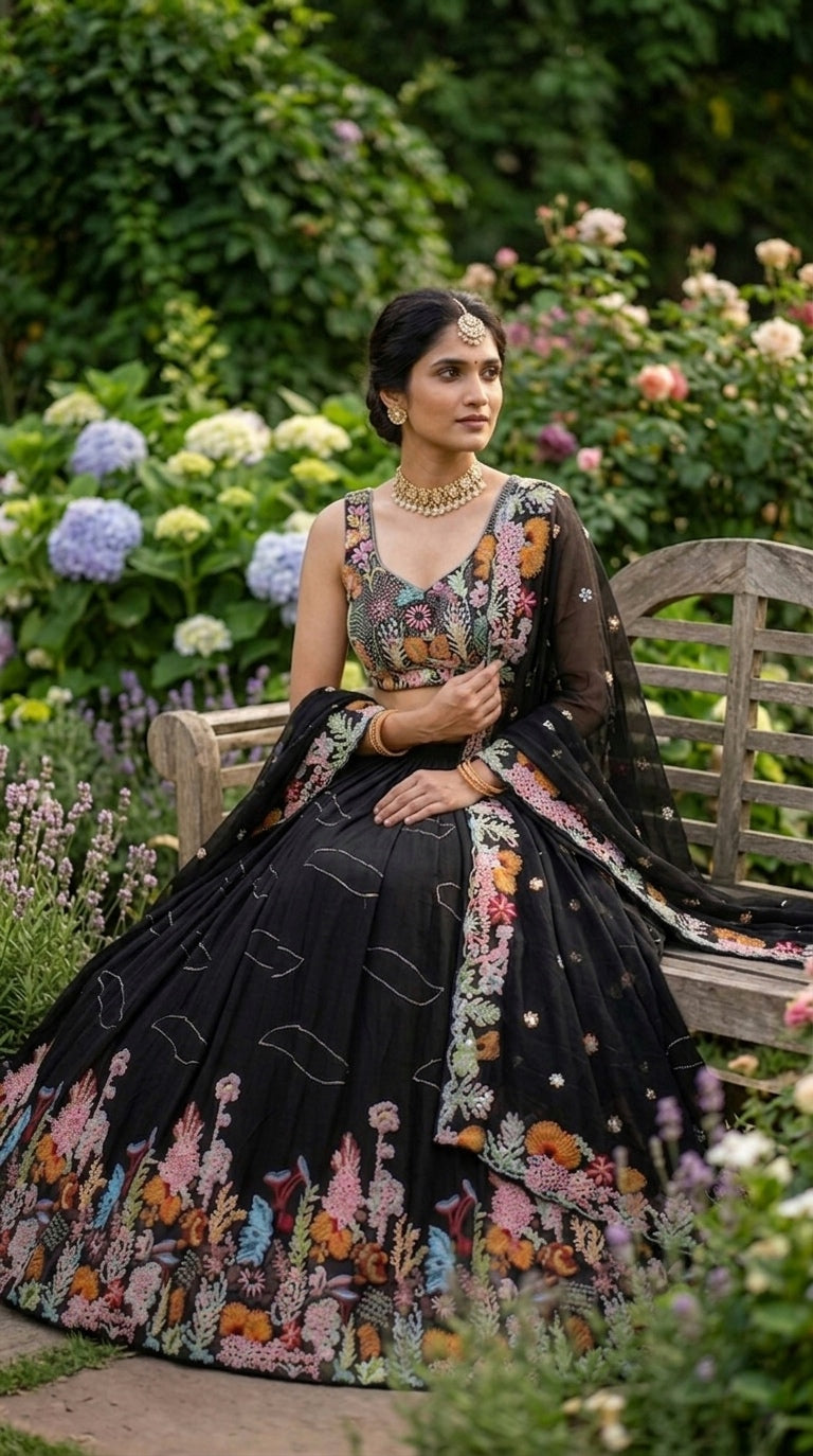 Lehenga Fox Georgette embroidered Sequins